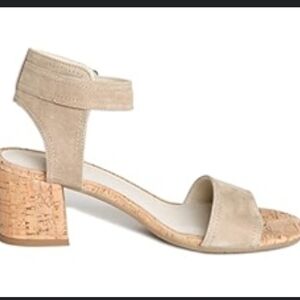 Sears faux suede ankle strap cork heel sandals